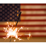 American flag with a burst of light. West Financial Services. 