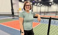 West Financial Services employee playing pickleball